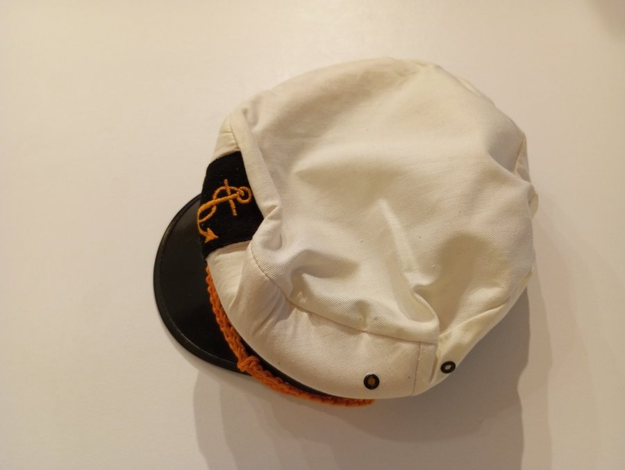 Kapten Hatt Mössa Sjöman Sea Captain hat white colour storlek 58