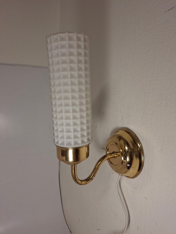 Vägglampa mässing glas retro lampa