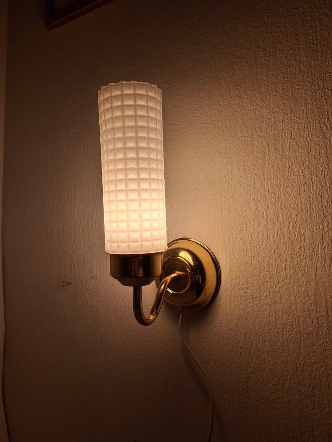 Vägglampa mässing glas retro lampa