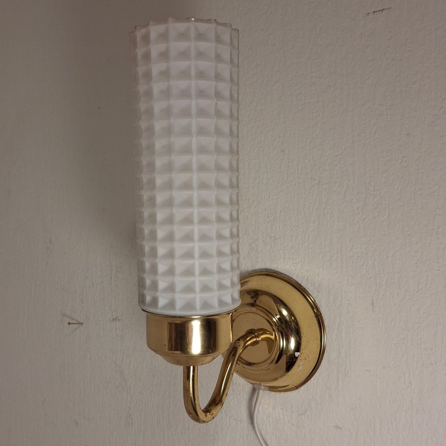 Vägglampa mässing glas retro lampa