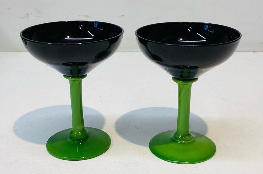 Art Deco Vintage 2 Vackra Likörglas Fritz Dahl för Åfors glasbruk fint skick