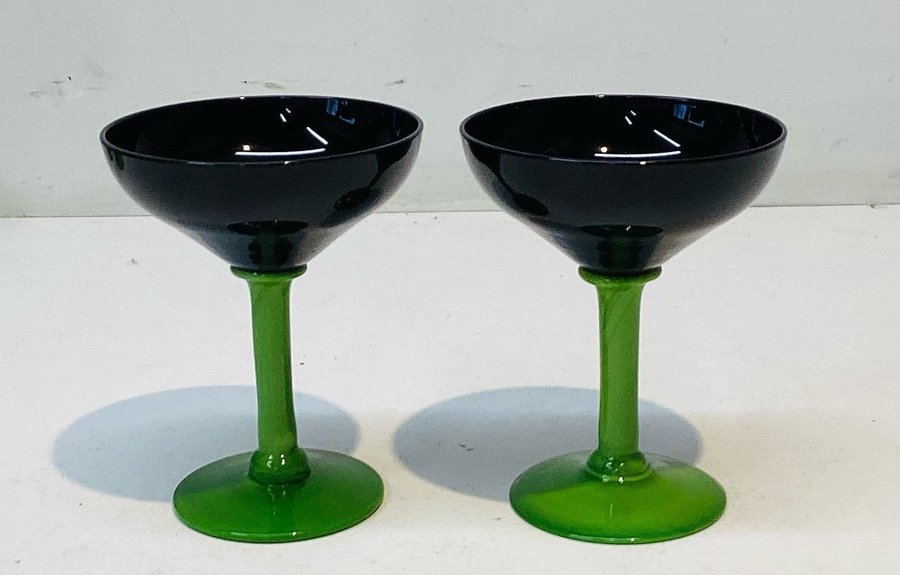 Art Deco Vintage 2 Vackra Likörglas Fritz Dahl för Åfors glasbruk fint skick