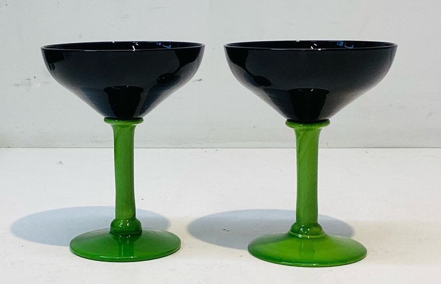 Art Deco Vintage 2 Vackra Likörglas Fritz Dahl för Åfors glasbruk fint skick