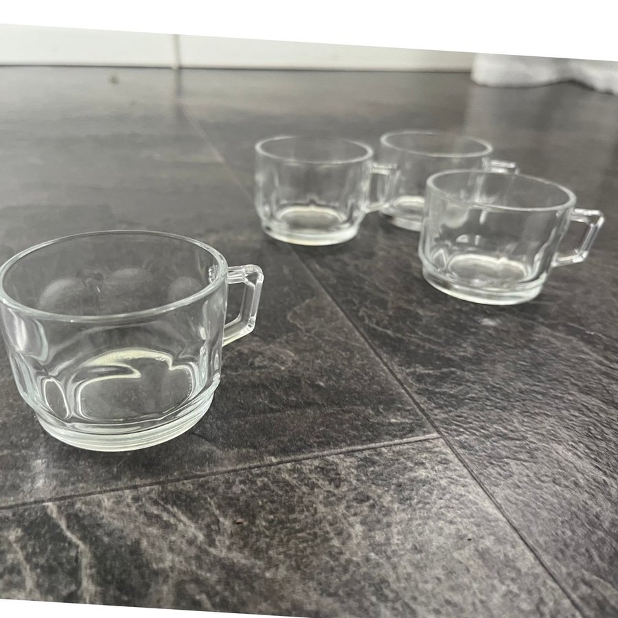 Retro Arcoroc Verre France Glas m öra Espresso Punch 70-tal Fina 4 st