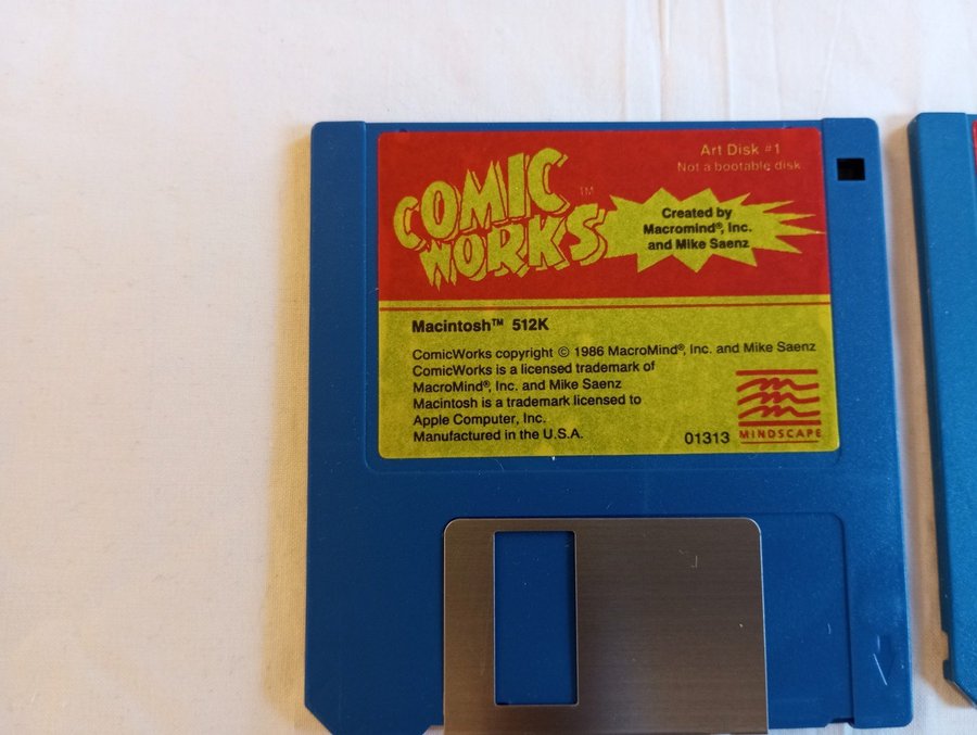 ComicWorks Mindscape Macintosh 512K programvara disketter USA 1986 Comic Works