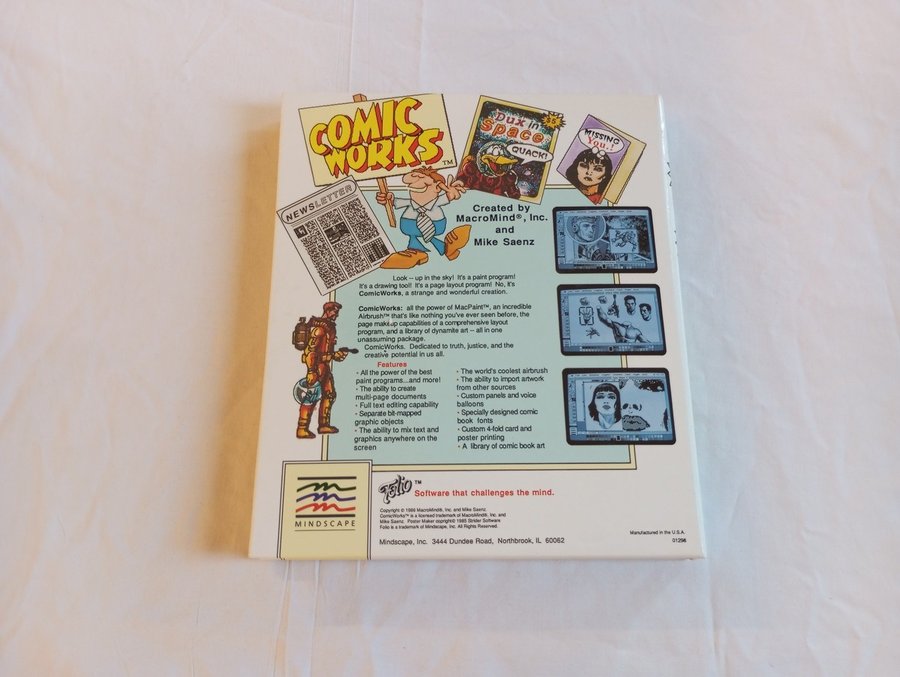 ComicWorks Mindscape Macintosh 512K programvara disketter USA 1986 Comic Works