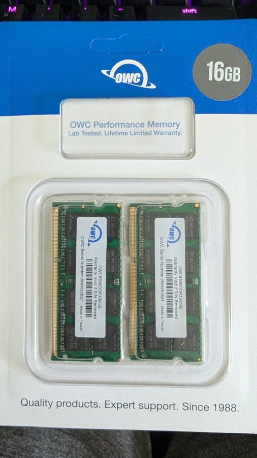 OWC Orginal Minne Mac DDR3 16 GB (2 x 8 GB) PC8500 1066 MHz - Helt Ny