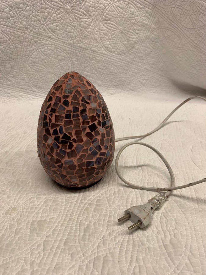 Lila Mosaik lampa från Turkiet Jättefin Ägg 18 cm hög Fint skick