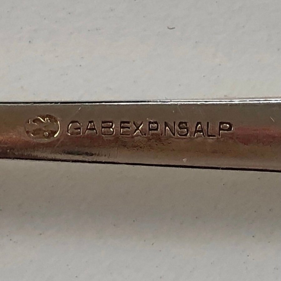 12 st teskedar i nysilver märkta med GABEXPNSALP vintage