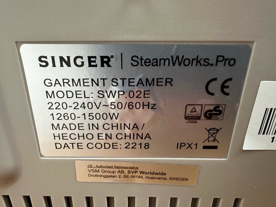 Strykjärn Singer SWP02 Steam Works Pro Garment Steamer 1500W Vertical Iron