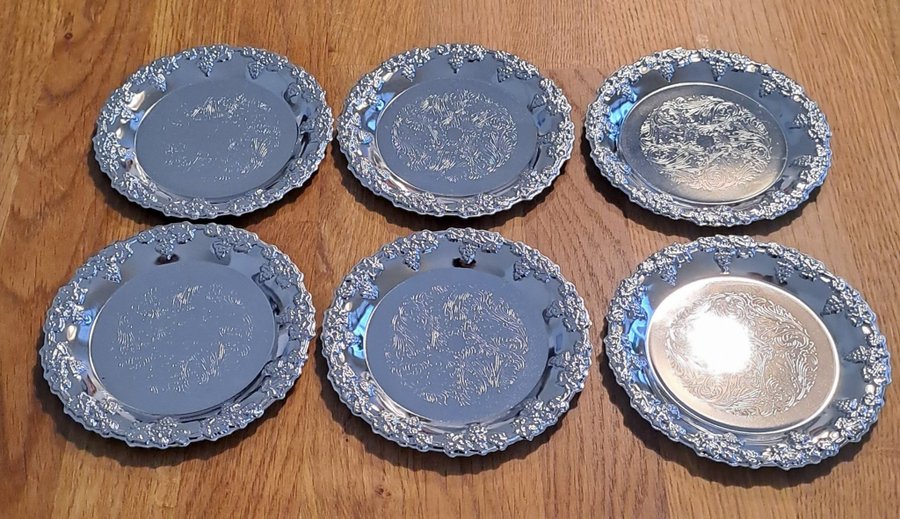 Glasunderlägg coasters silverfärgade till glas flaskor mm