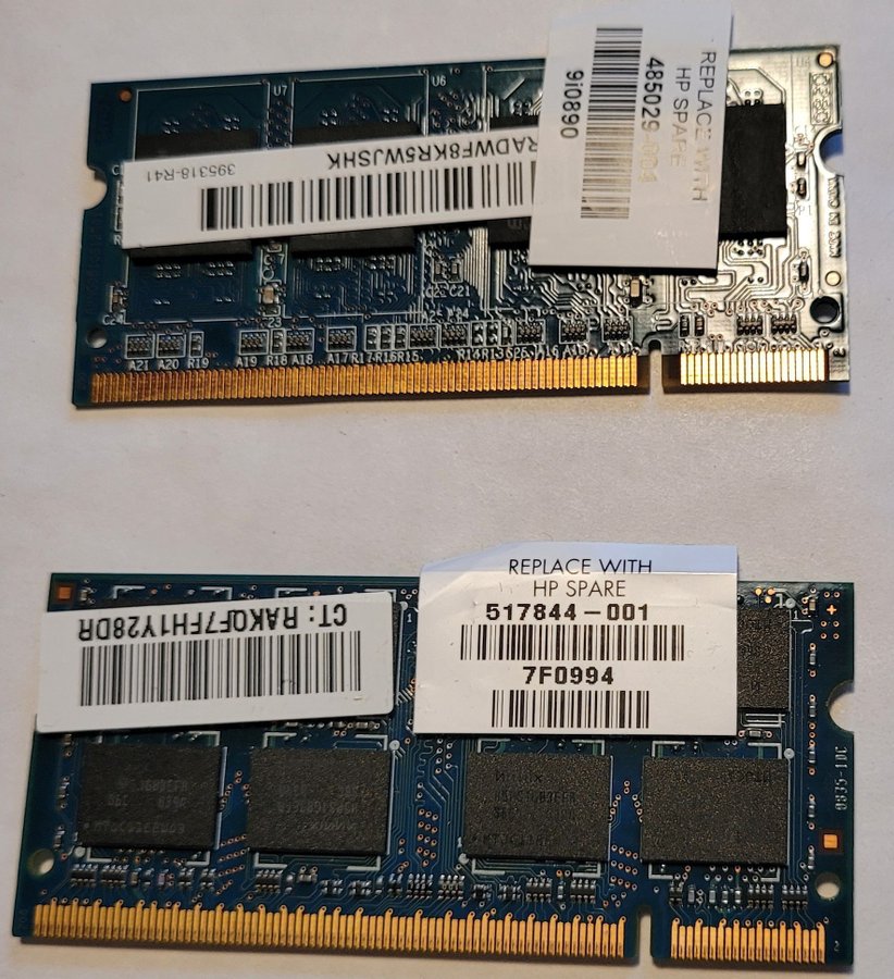 3GB (2+1GB) laptopminne från HP PC-2 Hynix + Ramaxel