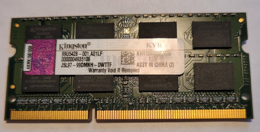 4GB (2+2GB) laptopminne Kingston DDR3 KVR1066D3S7/2G