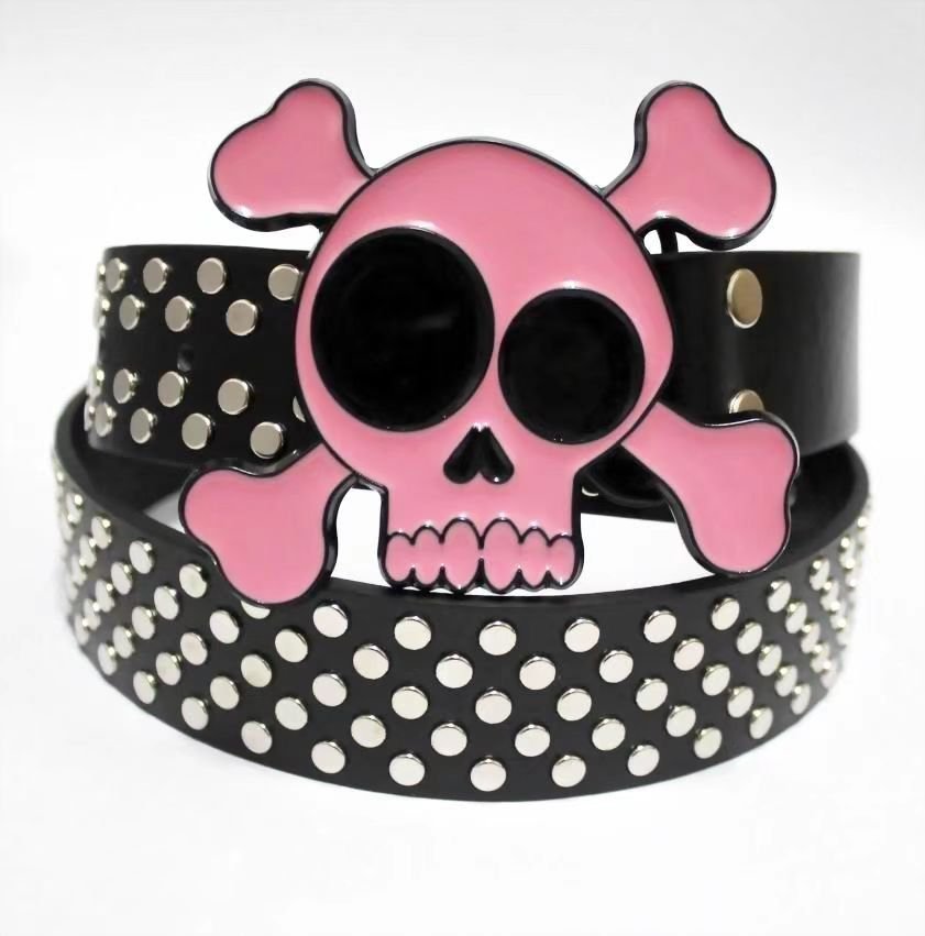 söt rosa skalle spänne nit bälte y2k/punk/rock belt