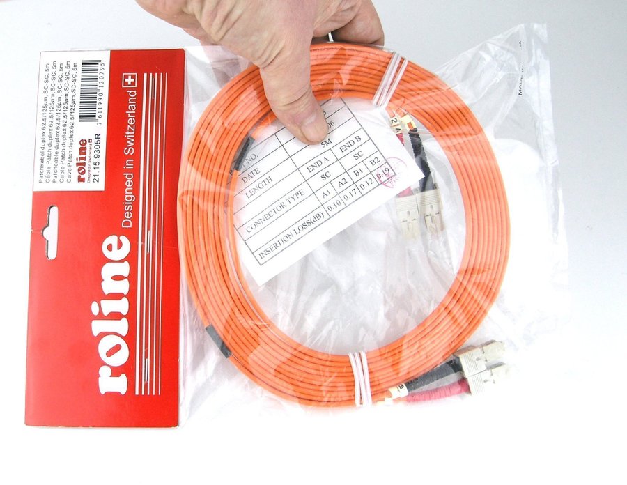 NYA! 5m Fiber Patch Kabel SC-SC Duplex Multimode 62.5/125 um 5 meter fiberkabel