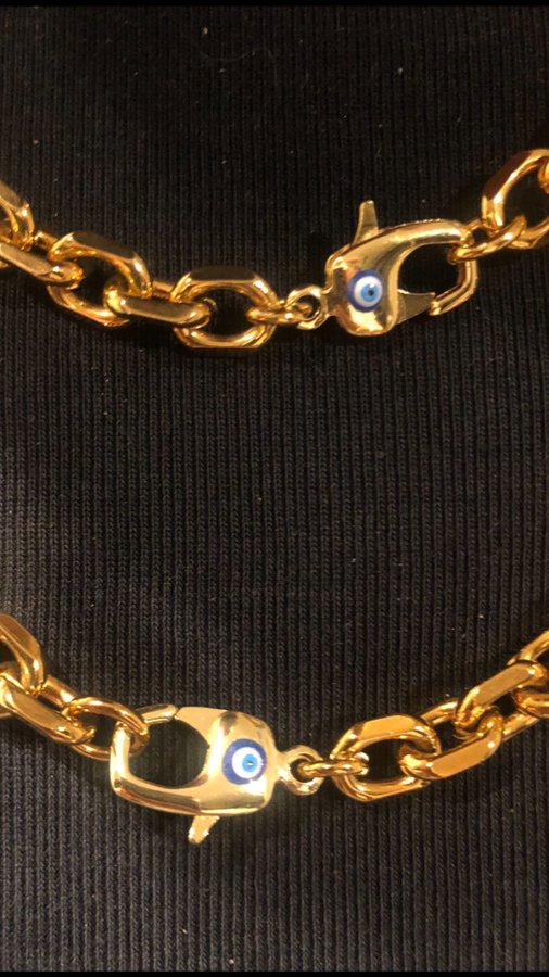 Evil Eye Halsband Nytt! Guldfärgad pansarlänk