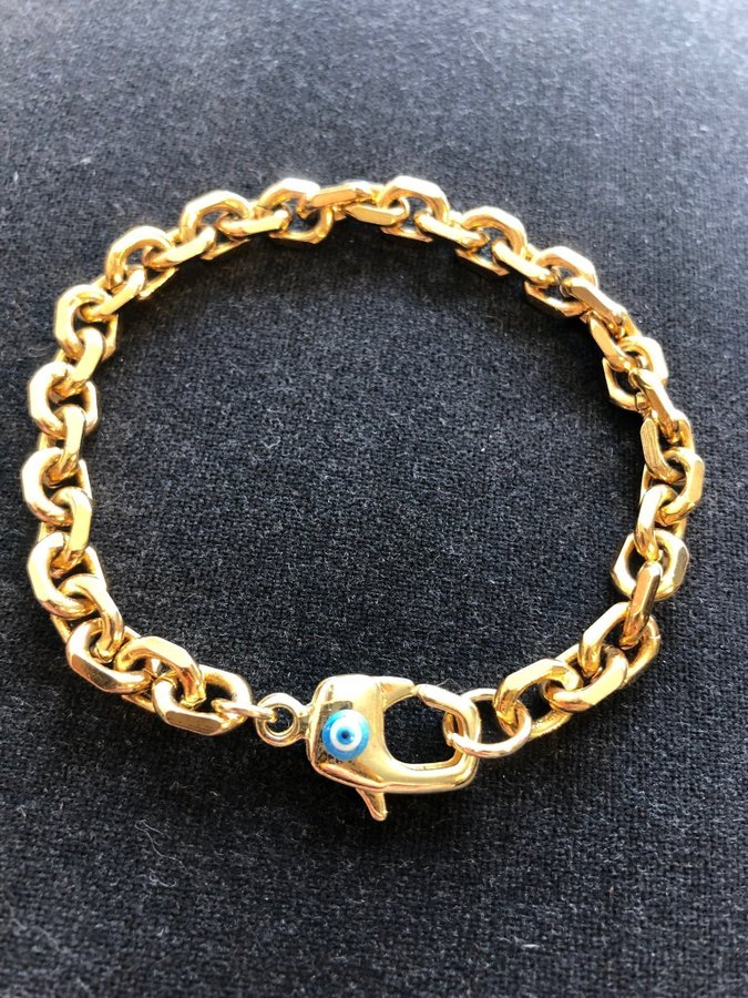 Armband guldfärgad ankarlänk Evil Eye 7mm