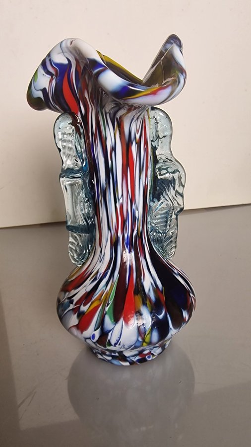 FRATELLI TOSO MURANO GLASS VASE ART DECO AROUND 1920 CARNIVALE MULTICOLOR