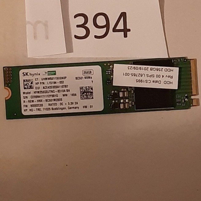 SSD M2  256GB  NVMe märke: SK Hynix  formfaktor 2280