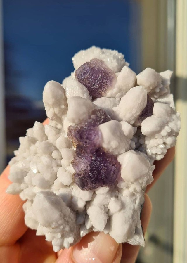 Stepped octahedral Fluorite  Quartz from Inner Mongolia China