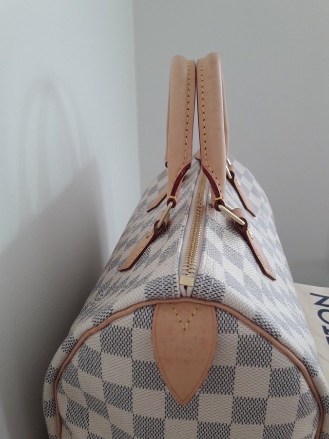 LOUIS VUITTON Väska Speedy 30 Damier Azur Canvas Nyskick Kvitto Nypris 18 400 kr