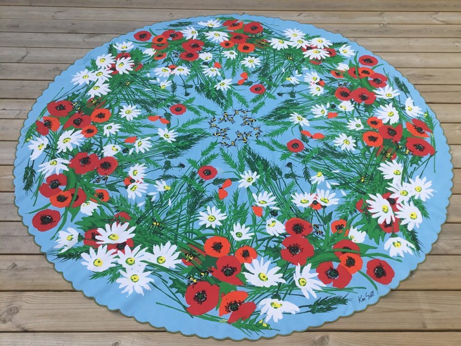 DESIGN ”KEN SCOTT” ”ZUCCHI” ITALY VINTAGE RUND BORDSDUK /TABLECLOTH RETRO