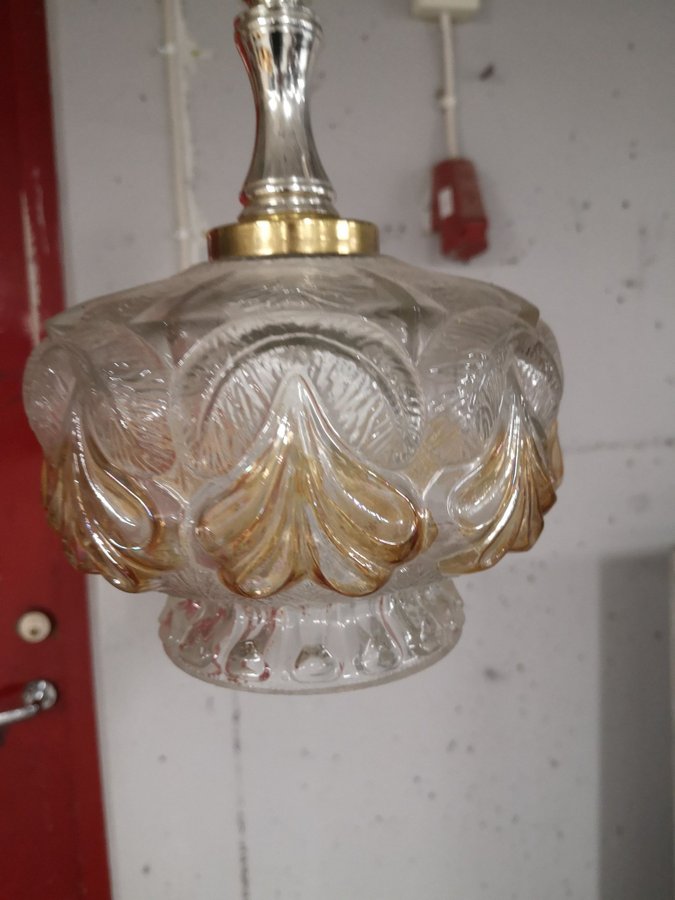 Taklampa i glas metall Art Deco Retro Vintage