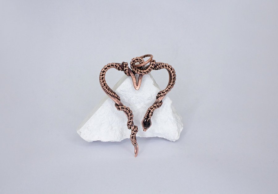 Serpent Heart - Snake Pendant in Copper - Handcrafted jewelry for Snake Lovers