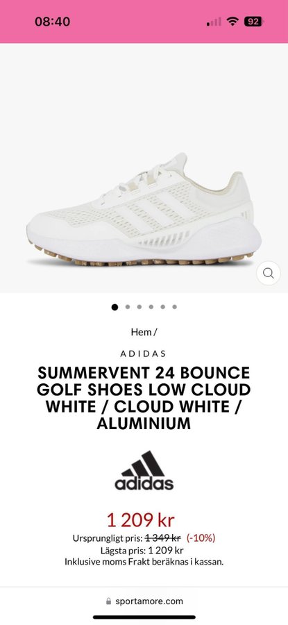 Adidas Summervent 24 Bounce Golf Shoes Low Cloud White / Cloud White / Aluminium