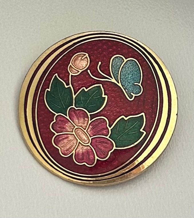 Fin retro cloisonne emalje broche