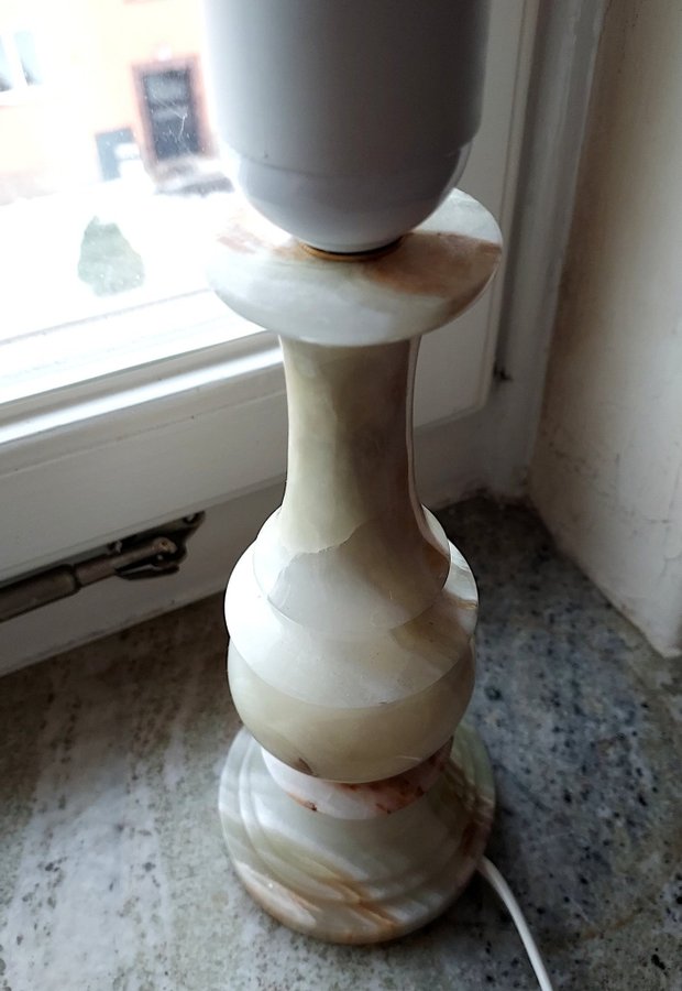 Vintage Lampa Bordslampa Onyx/Alabaster trol Italien 1960-tal + Stor Ledlampa