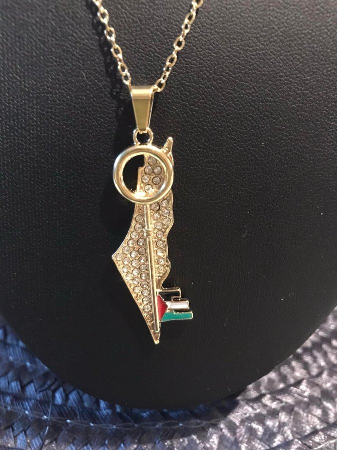 1 st Palestina flagga karta halsband / Guld