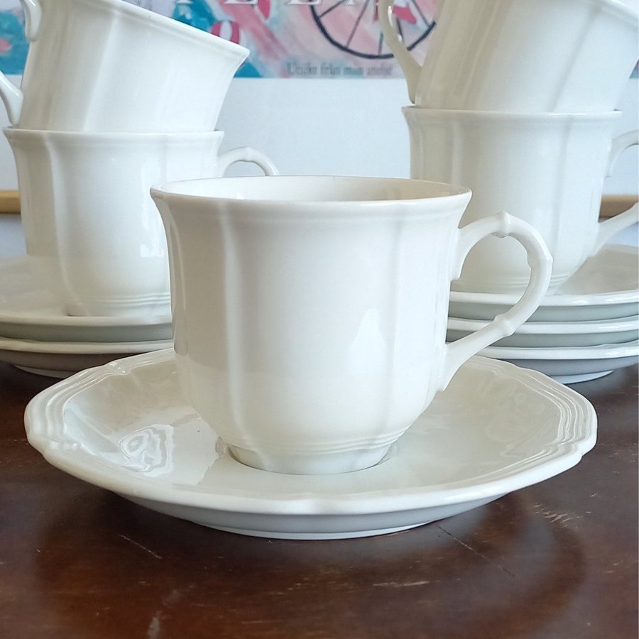 Villeroy  Boch Manoir 6 Kaffekoppar Fat Vitroporslin