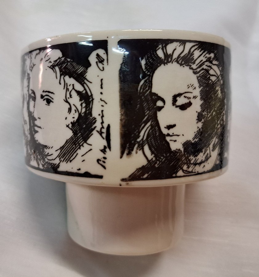 Black and White Ceramic Bowls by Pietro Annigoni for Porcellane Eva Sud - Italy