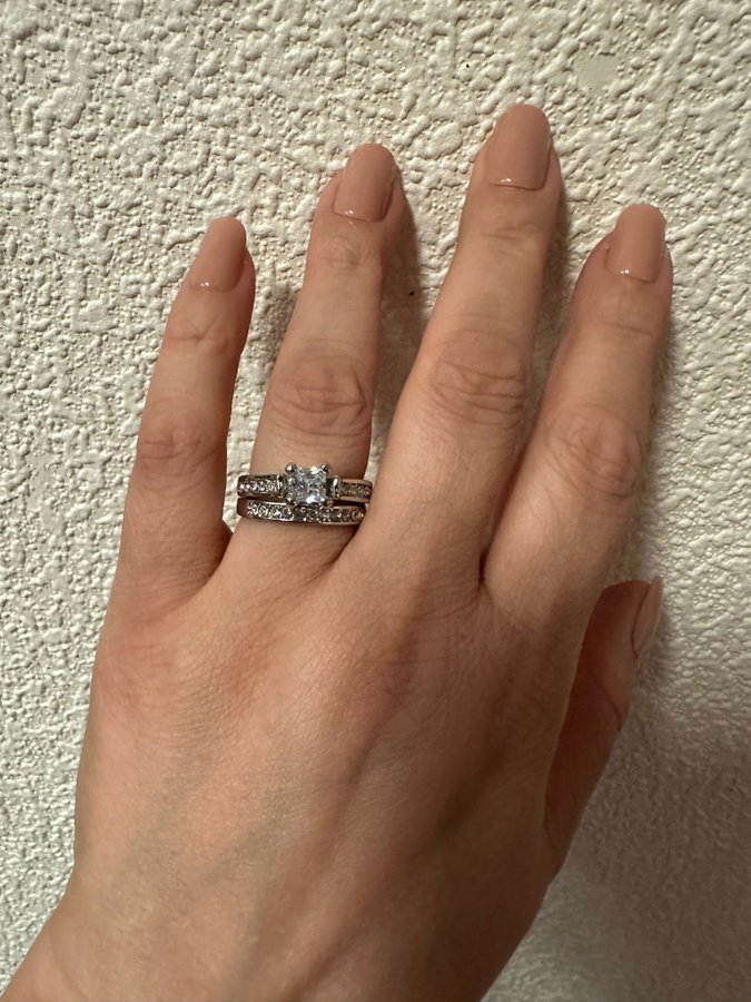 2 st set helt nya ringar i sterling silver 925 pläterade ring str 18mm