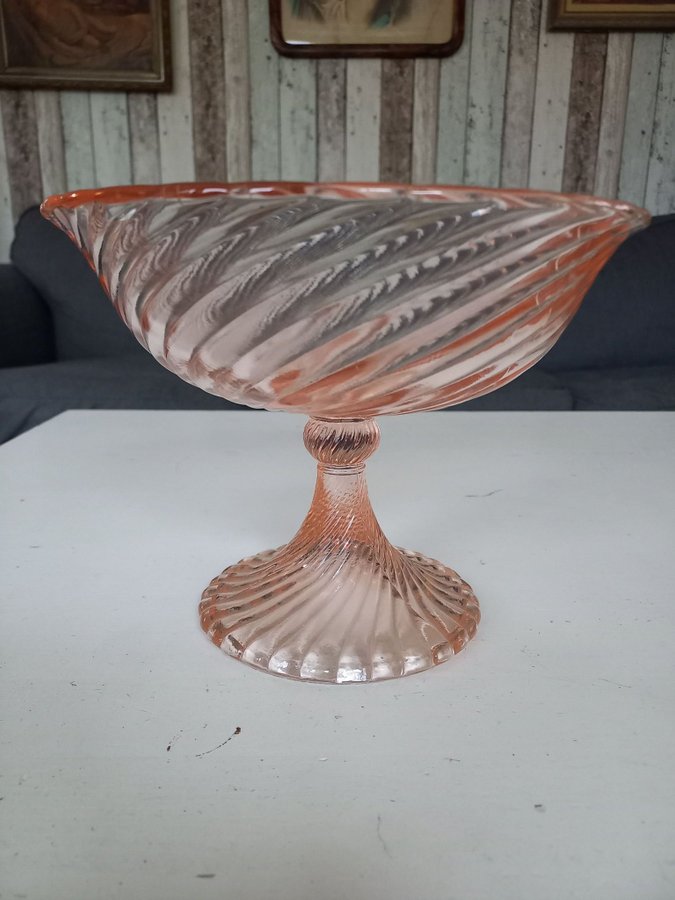 ROSALINE stor SKÅL på FOT Luminarc France pink swirl