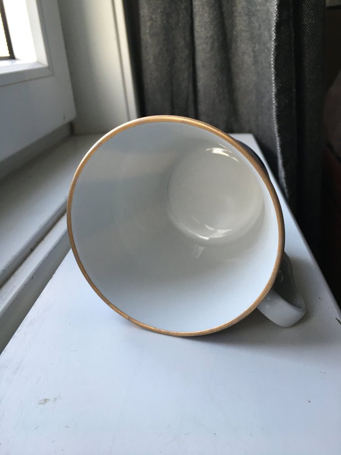 Kaffe/Te mugg och fat "Cobalt stripes" 22K-guld Lomonosov / Imperial Porslin