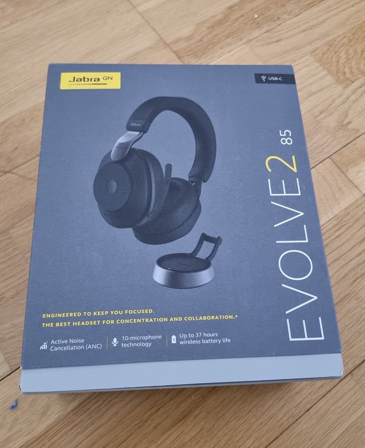 Jabra Evolve2 85 med skrivbordsställ - oöppnat/nytt i låda!