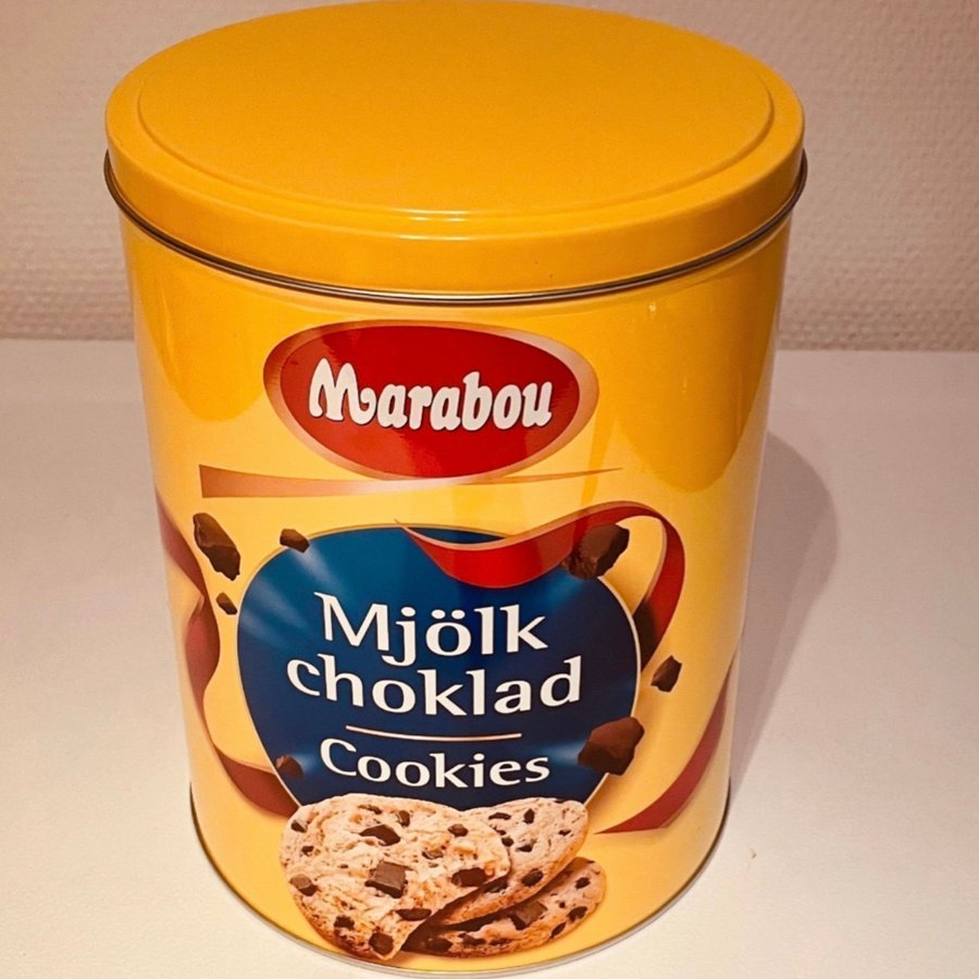 NY * Kakburk / Burk / Plåtburk * reklam från Marabou mjölkchoklad cookies