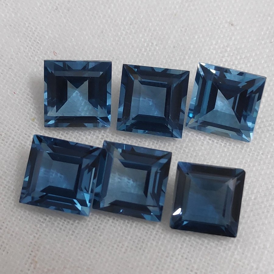 London Blue Topaz( LBT)6 pcs Square cut stone 4 MM