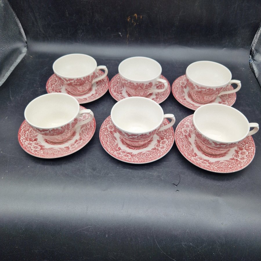 6 st fina Koppar med fat - THE CONSTABLE SERIES - från STAFFORDSHIRE England