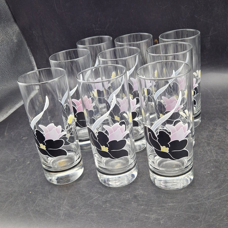 9 st Glas Grogglas Highballglas - Luminarc France Domino Anais 80-tal