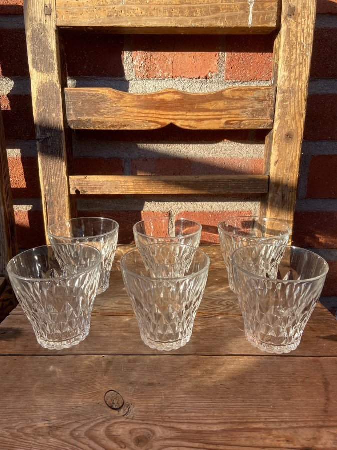 6 st Vintage Glas Lulli Vereco France Retro Dricksglas