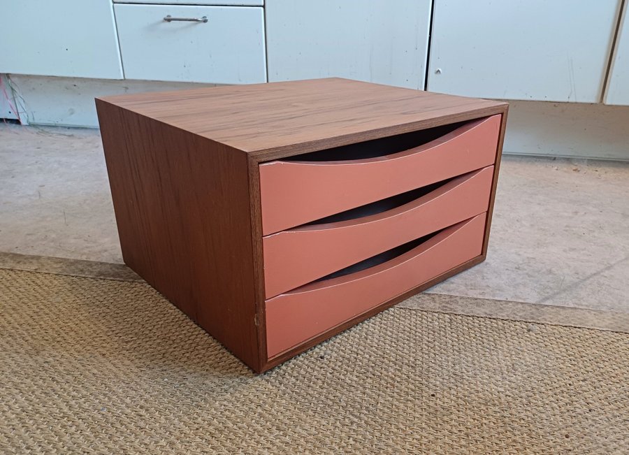 1950-t teak lådsektion funkis papperssorterare dokumentfack art deco industri