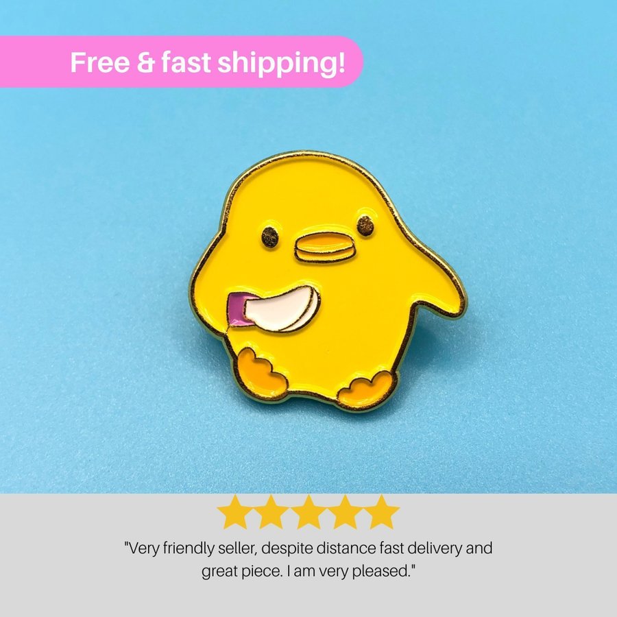 CUTE KNIFE CHICKEN Enamel Meme Pin | Funny Duck Pin | Cartoon Badge Brooche