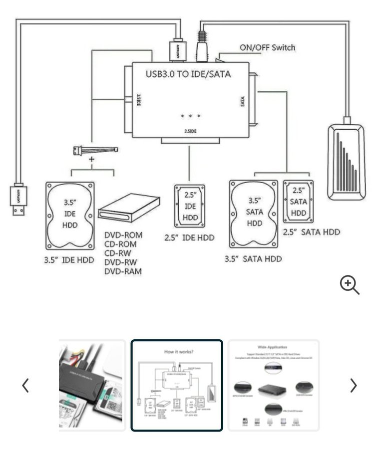 Ny oanvänd Konverterare USB 30 till IDE / SATA enhetsadapter svart