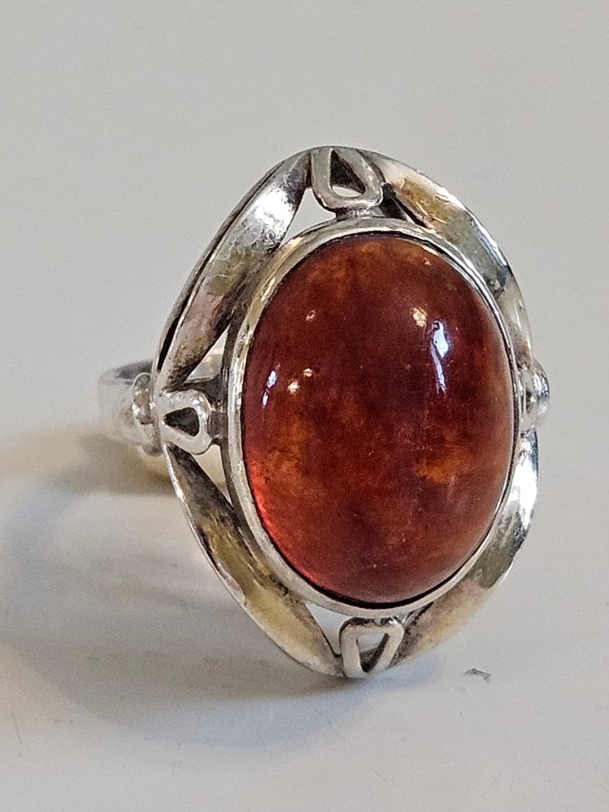 VINTAGE VACKER RING SILVER BÄRNSTEN WARSZAWA POLEN ca 6 g