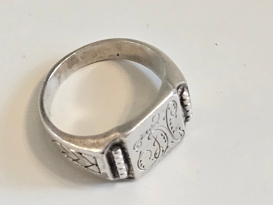 VINTAGE RING SILVER BELGIEN MONOGRAM JN/FN A 900 belgium silver marks