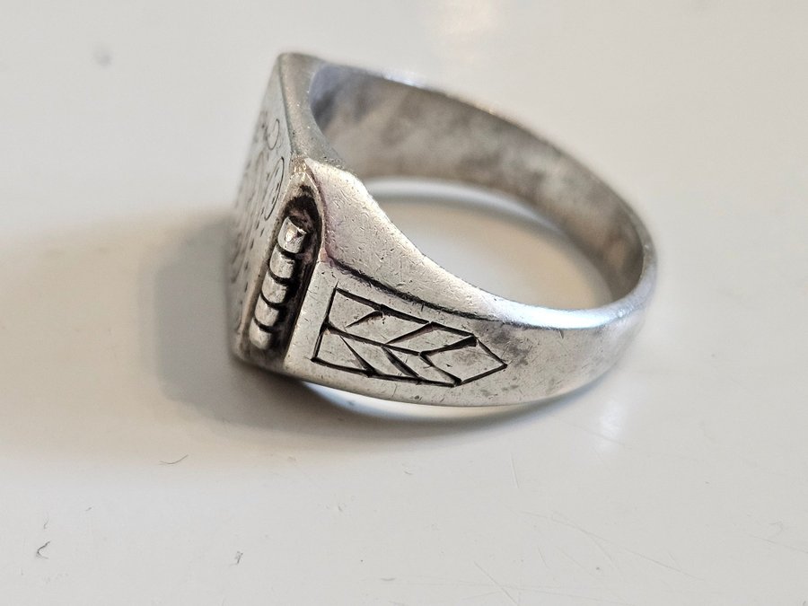 VINTAGE RING SILVER BELGIEN MONOGRAM JN/FN A 900 belgium silver marks