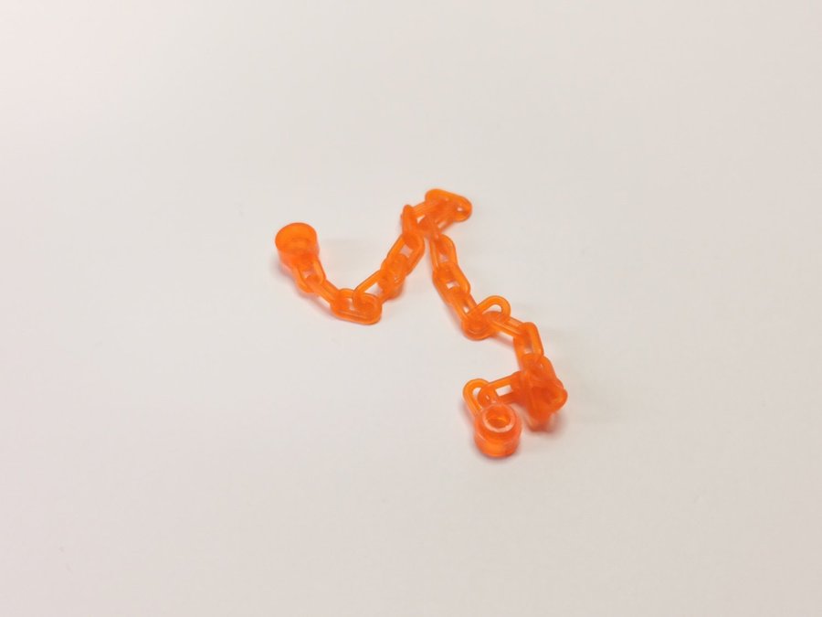 Lego - kedja - 21 länk - ca 12,5 cm - part 30104 - trans neon orange